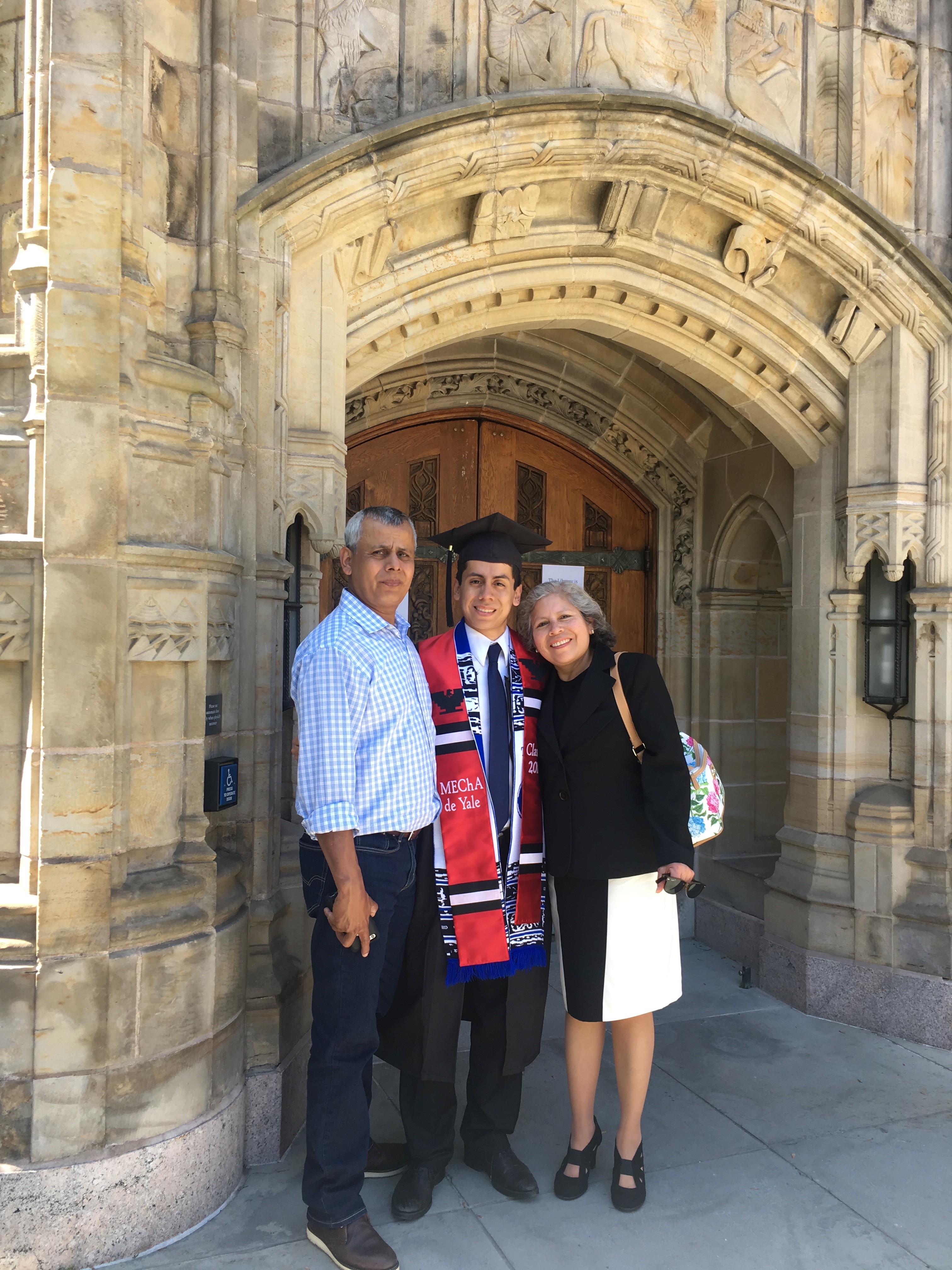 Topiltzin Gomez and his parents at Yale graduation